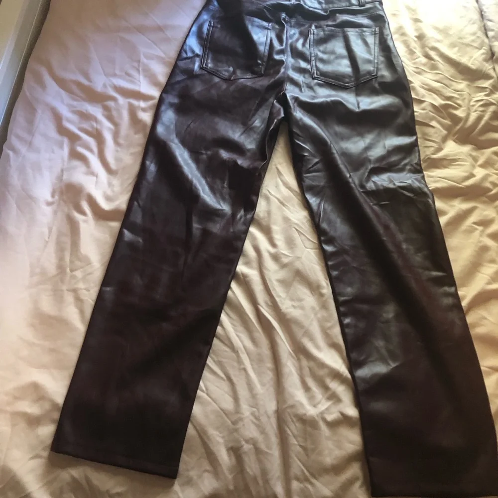 Size 14 Dynamite Vegan Leather Burgundy Pants NWT - Picture 2 of 4